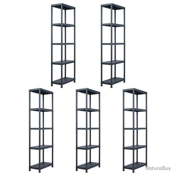 �tag�res de rangement 5 pcs Noir 125 kg 60x30x180 cm Plastique