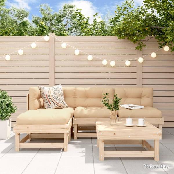 Salon de jardin 5 pcs bois massif de pin