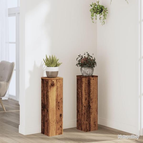 Supports pour plantes 2 pcs vieux bois bois d'ing�nierie
