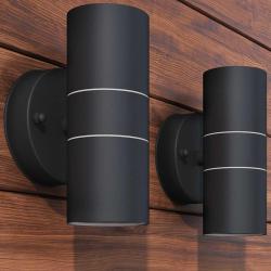 Applique murale LED d'ext&eacute;rieur 2 pcs Acier inoxydable haut bas