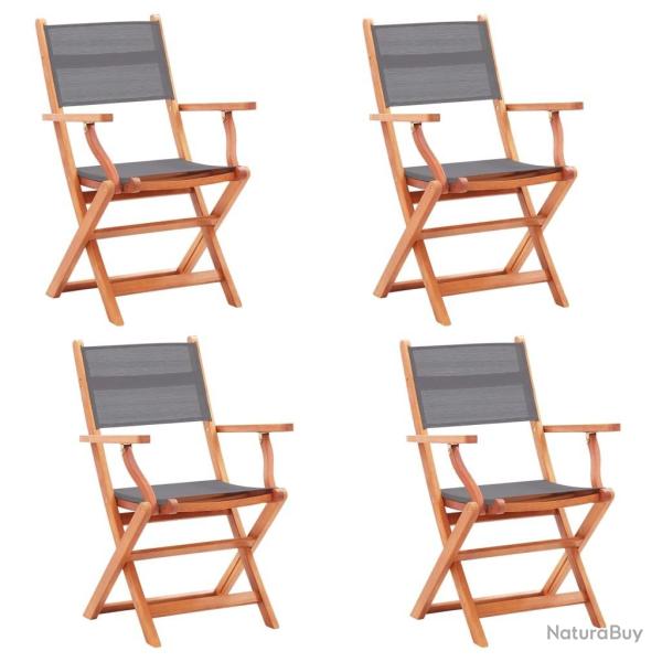 Chaises pliables de jardin lot de 4 Gris Eucalyptus textilne
