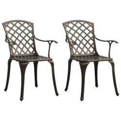 Chaises de jardin lot de 2 Aluminium coul&eacute; Bronze