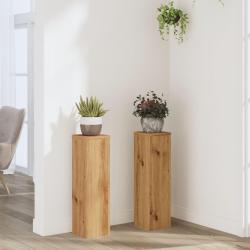 Supports pour plantes 2 pcs ch&ecirc;ne artisanal bois d'ing&eacute;nierie