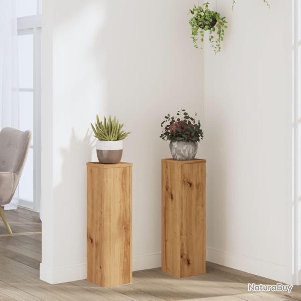 Supports pour plantes 2 pcs chne artisanal bois d'ingnierie