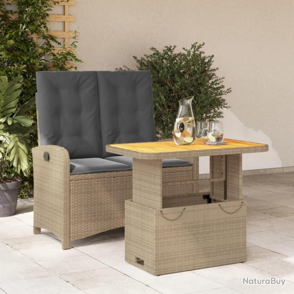 Ensemble � manger de jardin et coussins 2 pcs beige poly rotin