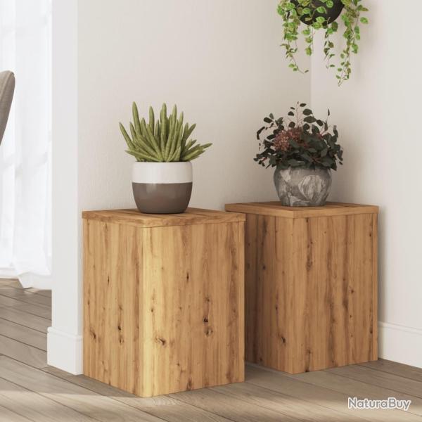 Supports pour plantes 2 pcs ch�ne artisanal bois d'ing�nierie