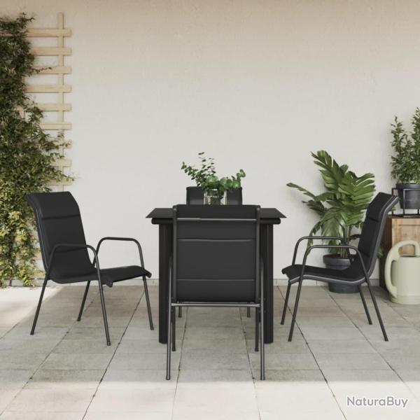 Ensemble � manger de jardin 5 pcs noir textil�ne et acier