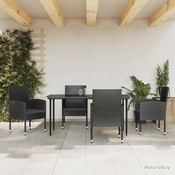 Ensemble � manger de jardin 5 pcs noir r�sine tress�e et acier