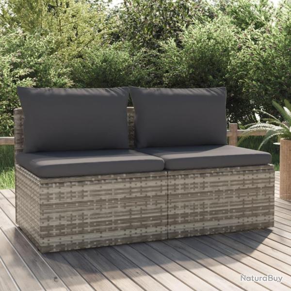 Canap� de jardin 2 places avec coussins Gris R�sine tress�e