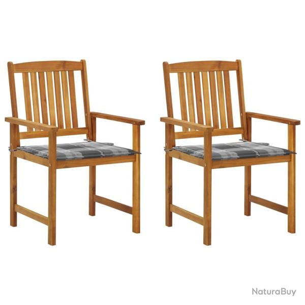 Chaises de jardin avec coussins lot de 2 Bois d'acacia massif