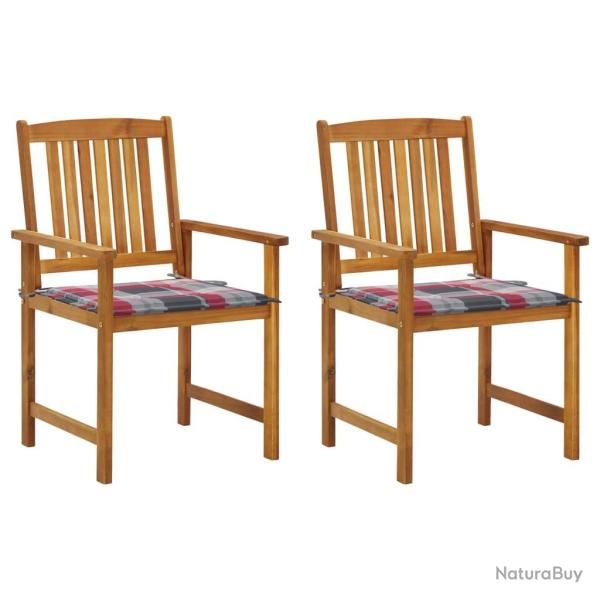 Chaises de jardin avec coussins lot de 2 Bois d'acacia massif