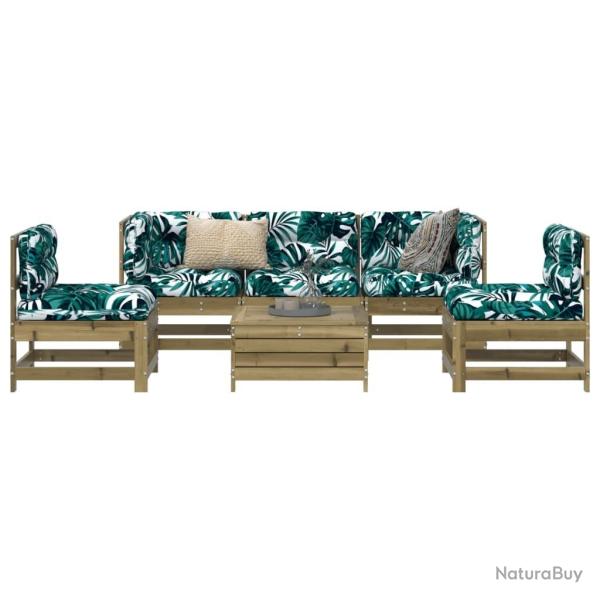 Salon de jardin 6 pcs bois de pin impr�gn�