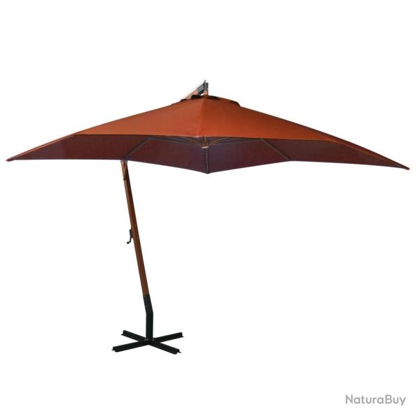 Parasol de jardin suspendu avec mt terre cuite bois de sapin