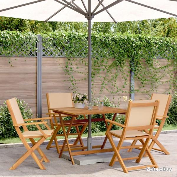 Ensemble � manger de jardin 5 pcs beige tissu et bois massif