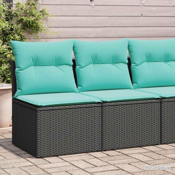 Salon de jardin avec coussins 2 pcs noir r�sine tress�e acacia