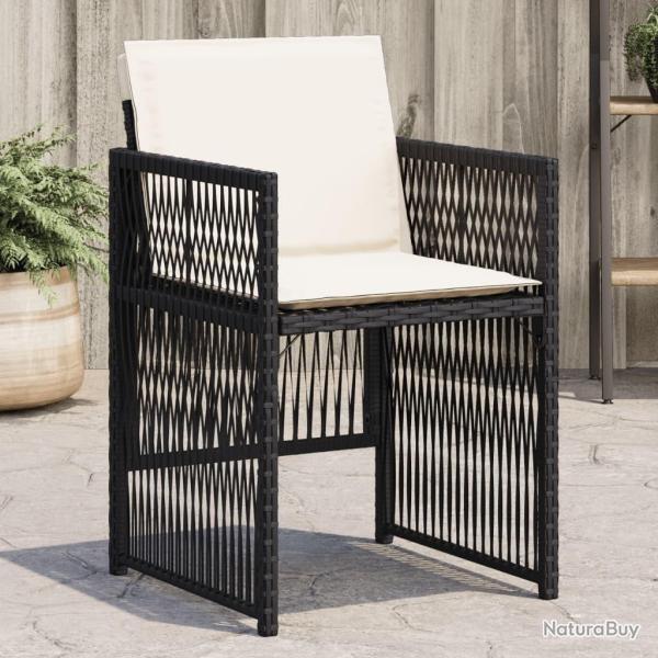 Chaises de jardin lot de 4 avec coussins noir rsine tresse