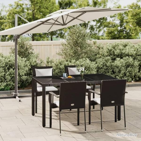 Ensemble � manger de jardin coussins 5pcs Noir R�sine tress�e
