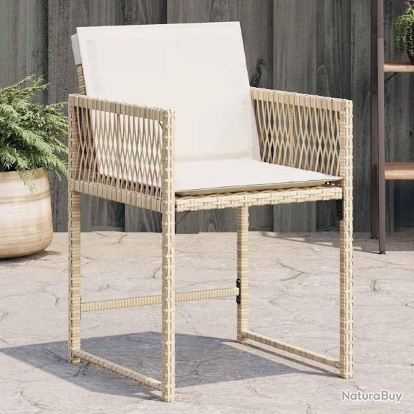 Chaises de jardin avec coussins lot de 4 beige rsine tresse