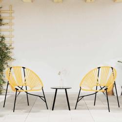 Lot de 3 Chaise de jardin noir et jaune r&eacute;sine tress&eacute;e