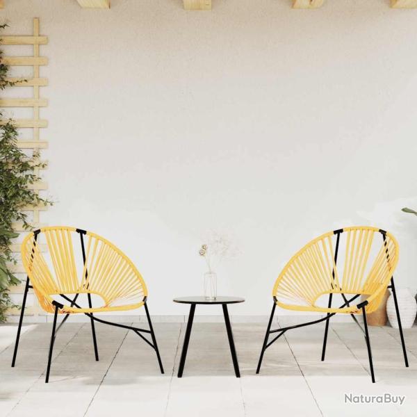 Lot de 3 Chaise de jardin noir et jaune rsine tresse