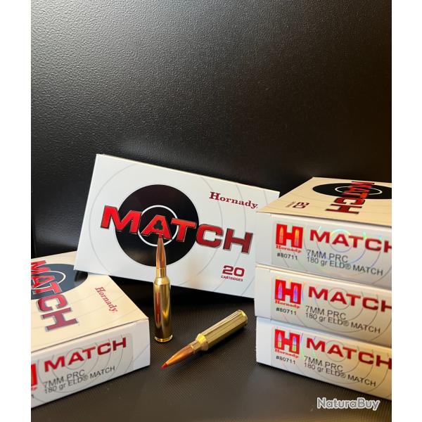 Munitions Hornady 7mm PRC 180gr ELD MATCH, lot de 5 boites