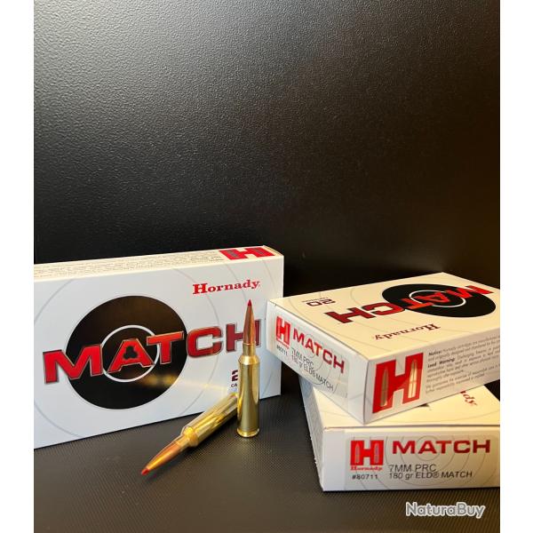 munitions Hornady 7mm PRC 180gr ELD MATCH, lot 3 boites