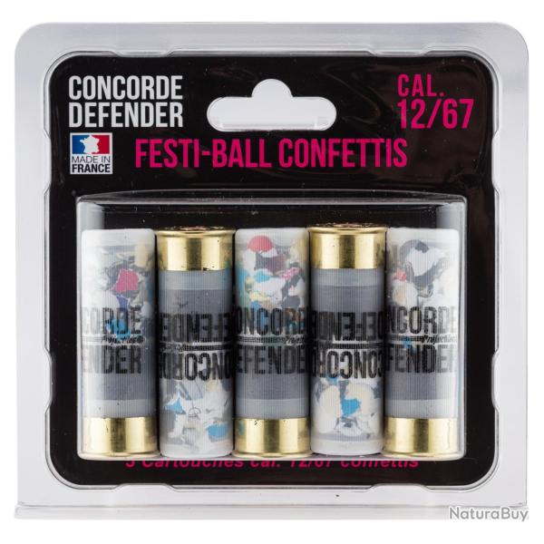 5 CARTOUCHES FESTI-BALL CAL. 12/67 CONFETTIS