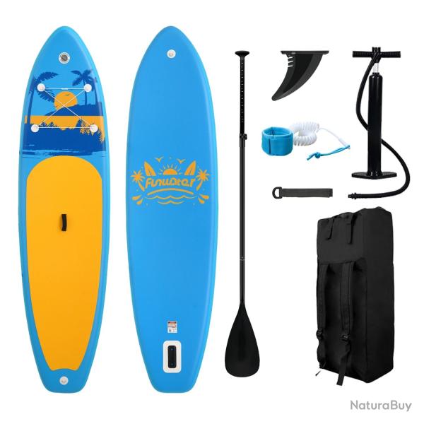 Planche de Paddle Gonflable SUP 350lbs - Accessoires Complets L�ger 7kg Yoga Randonn�e Bleu/Jaune