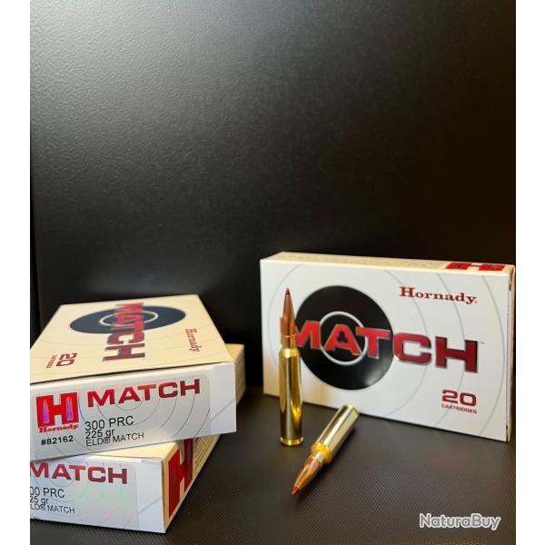 Munitions Hornady 300 PRC 225gr ELD MATCH, lot de 3 boites