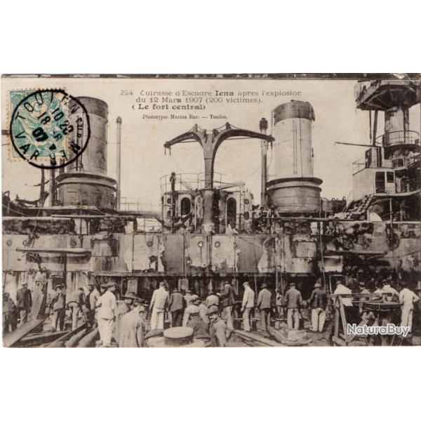 CPA- Marine Militaire -  Le Cuirass� I�NA apr�s l'explosion du 12 mars 1907 - Le Fort central N�3062