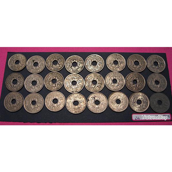 France serie cmplete de 10 centimes Lindauer  1917-1939 ttb (maillechort)