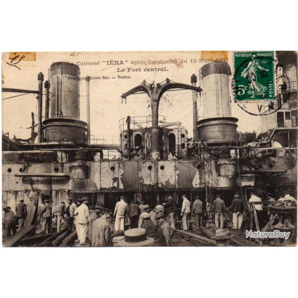 CPA- Marine Militaire -  Le Cuirass� I�NA apr�s l'explosion du 12 mars 1907 - Le Fort central N�3140
