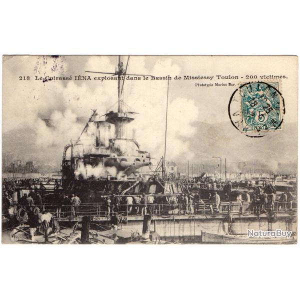 CPA - Marine Militaire -LE CUIRASSE IENA EXPLOSANT DANS LE BASIN DE MISSIESSY TOULON - N�3220