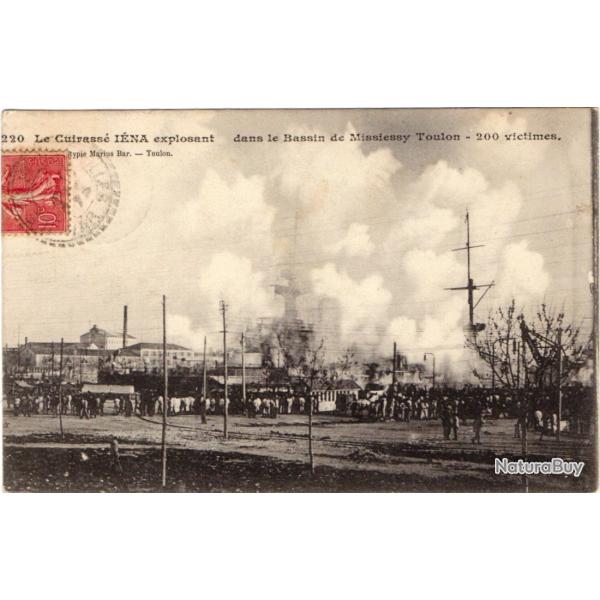 CPA - Marine Militaire -LE CUIRASSE IENA EXPLOSANT DANS LE BASIN DE MISSIESSY TOULON - N�3092