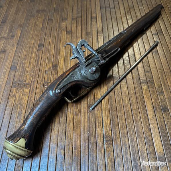 BEAU ET GRAND PISTOLET A ROUET TYPE VIOLET LE DUC M�CANISME FONCTIONNEL CANON RAY�
