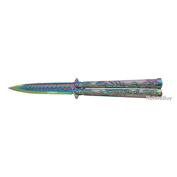 COUTEAU PAPILLON ALBAINOX RAINBOW SCORPION LAME 10.9CM - 02280