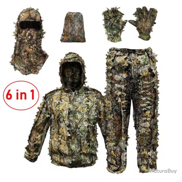 Combinaison de Camouflage respirante homme / femme  6en1 cagoule+gants inclus ! Tenu de camouflage