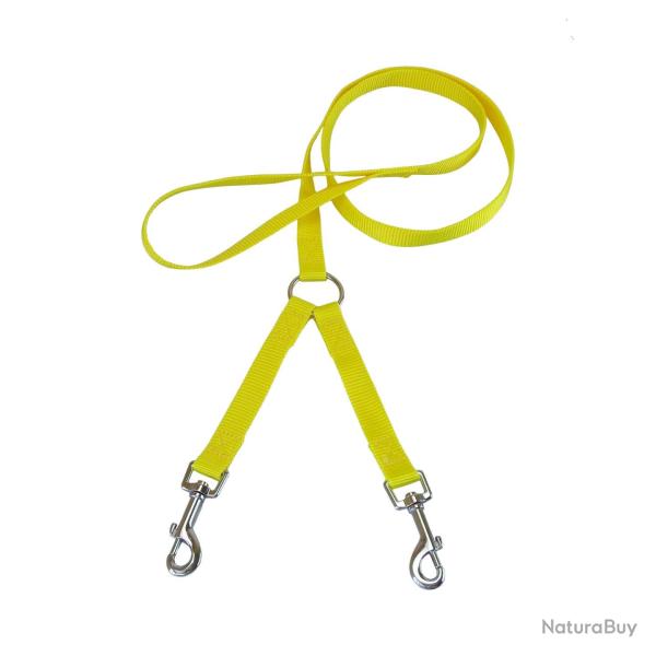 laisse double Teckel nylon jaune jokidog