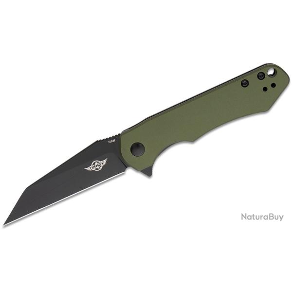 Couteau Oknife Freeze Lame Acier 154CM Wharncliffe Manche Aluminium Green Liner Lock OKNFREEZEODG