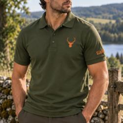 Polo Game pour homme avec logo cerf Vert Militaire