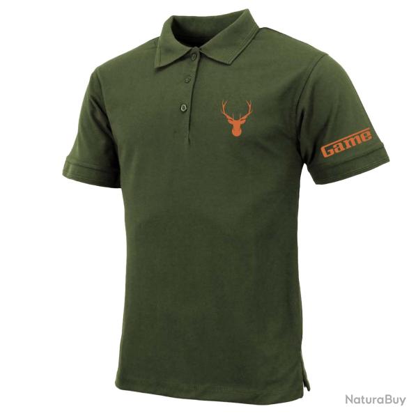 Polo Game pour homme avec logo cerf Vert Militaire