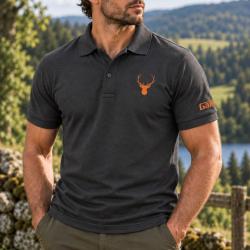 Polo Game pour homme avec logo cerf Charcoal