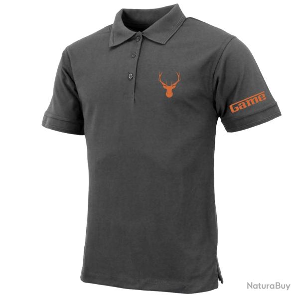 Polo Game pour homme avec logo cerf Charcoal