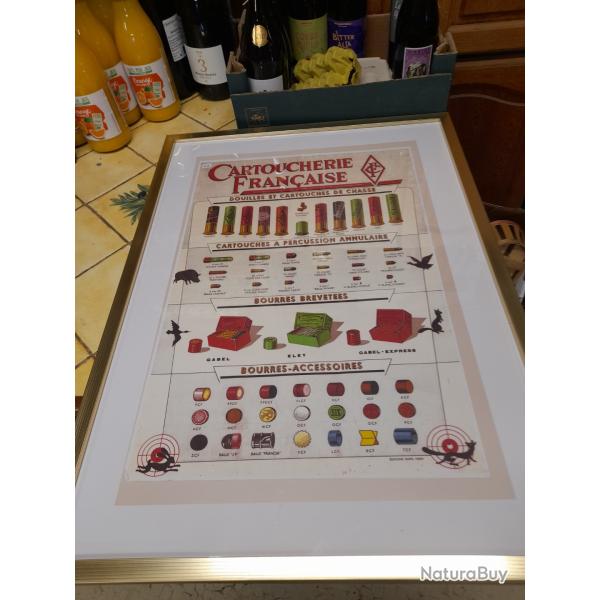 ancienne affiche cartoucherie francase sous cadre