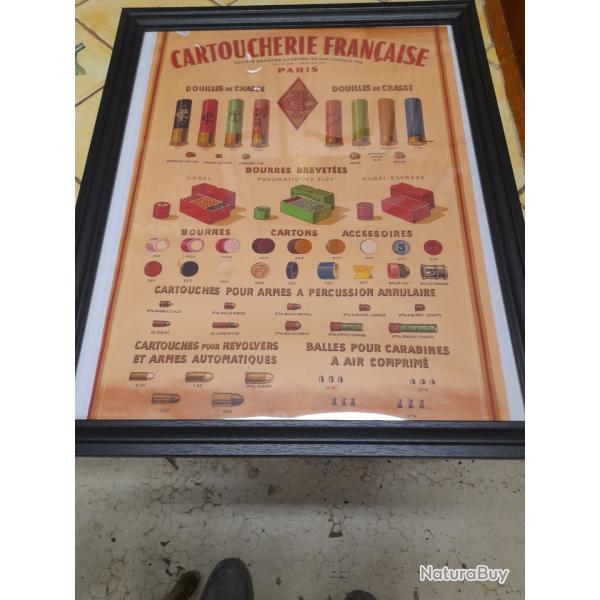 ancienne affiche cartoucherie francaise sous cadre