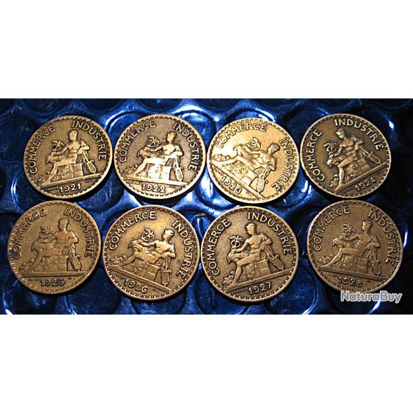 s�rie 8 pieces bon pour 50 centimes (chambre de commerce)1921-1928