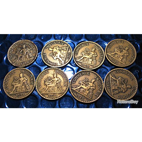 France  s�rie de 8 pieces (bon pour 1 franc) 1920-1927
