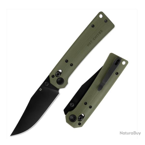 Couteau HIGHTRON Pathwright HK03 Lame Acier 14C28N Manche G10 OD Green Axis Lock HTK03GRN