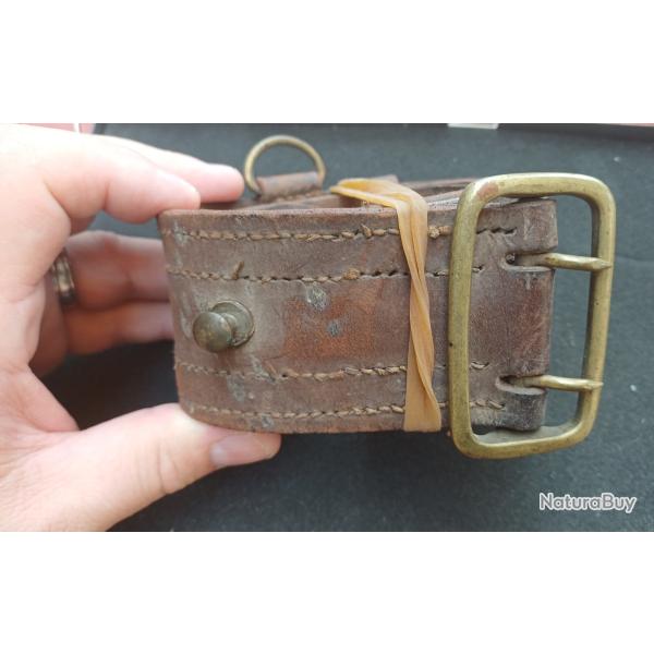 Authentique ceinturon militaire d'officier type SAM BROWN BELT - WW1 WW2 (2)