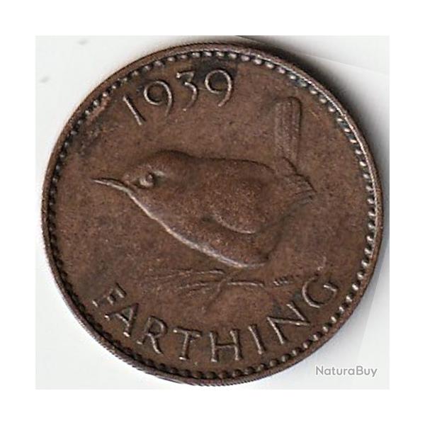 Pi�ce de Monnaie Angleterre 1 farthing George VI avec "IND:IMP." 1939